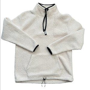 2018 Cream VS PINK Sherpa 1/4 Zip Pullover -GUC sz Small 100% polyester